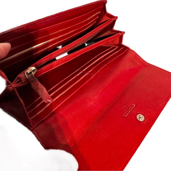 CHANEL Lambskin Quilted Large Gusset Flap Wallet Red Includes silver chain - Picture 3 of 11